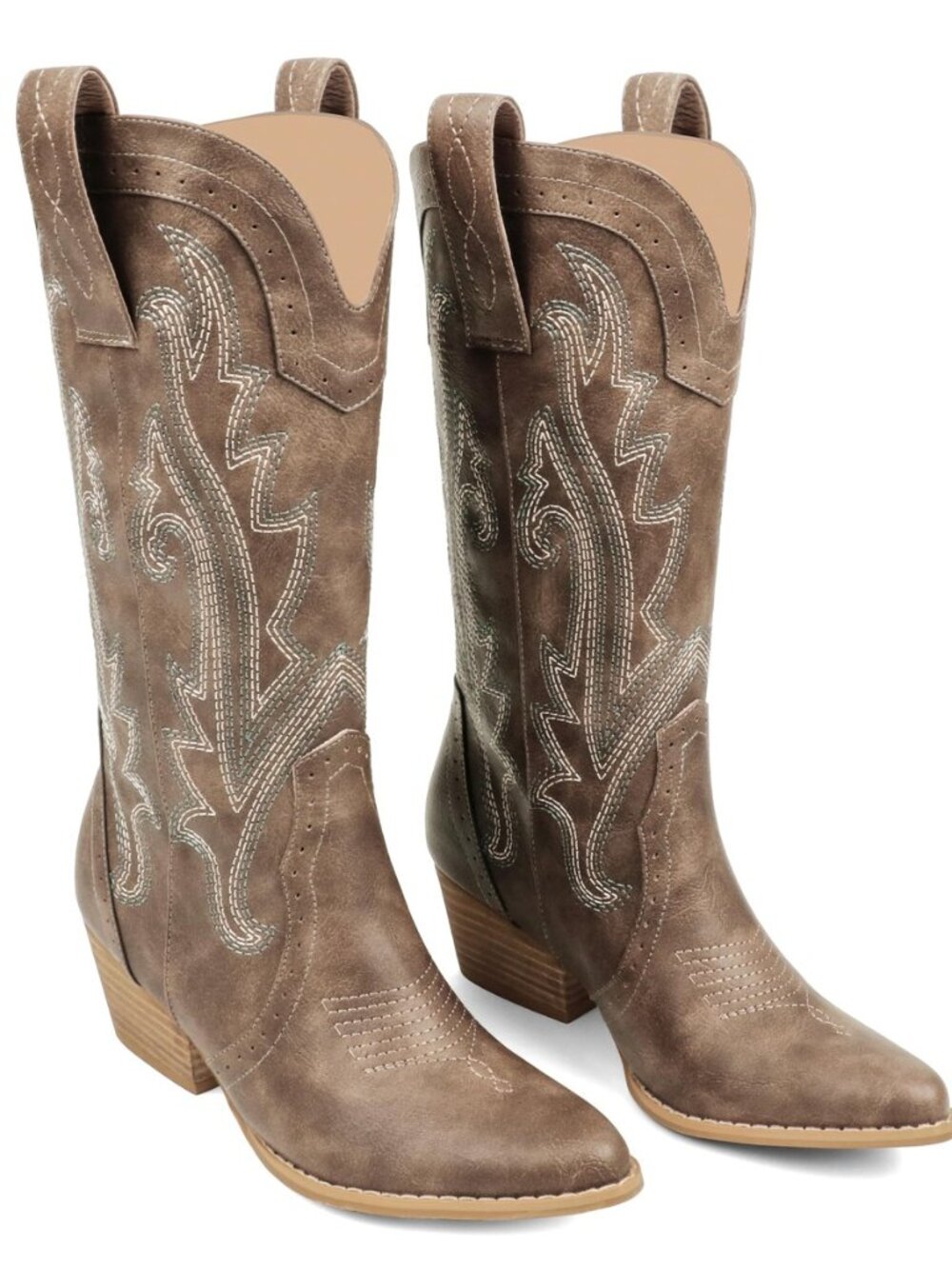 Mid Calf Cowboy Boots for Women Closed Toe Western Cowgirl Boots
